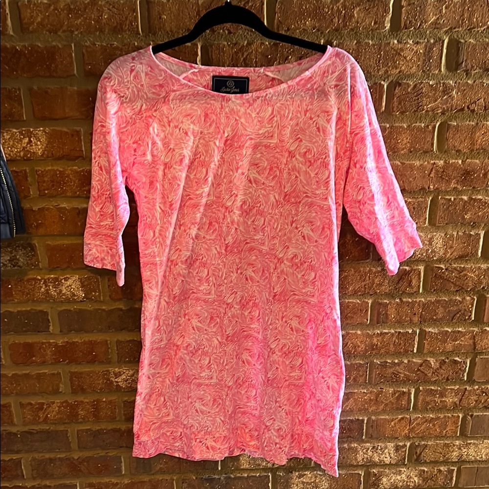Lauren James Pink Tunic with Scoop Neck and Three-Quarter Sleeves